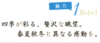 優雅に。それともリーズナブルに。目的別でホテルを選択