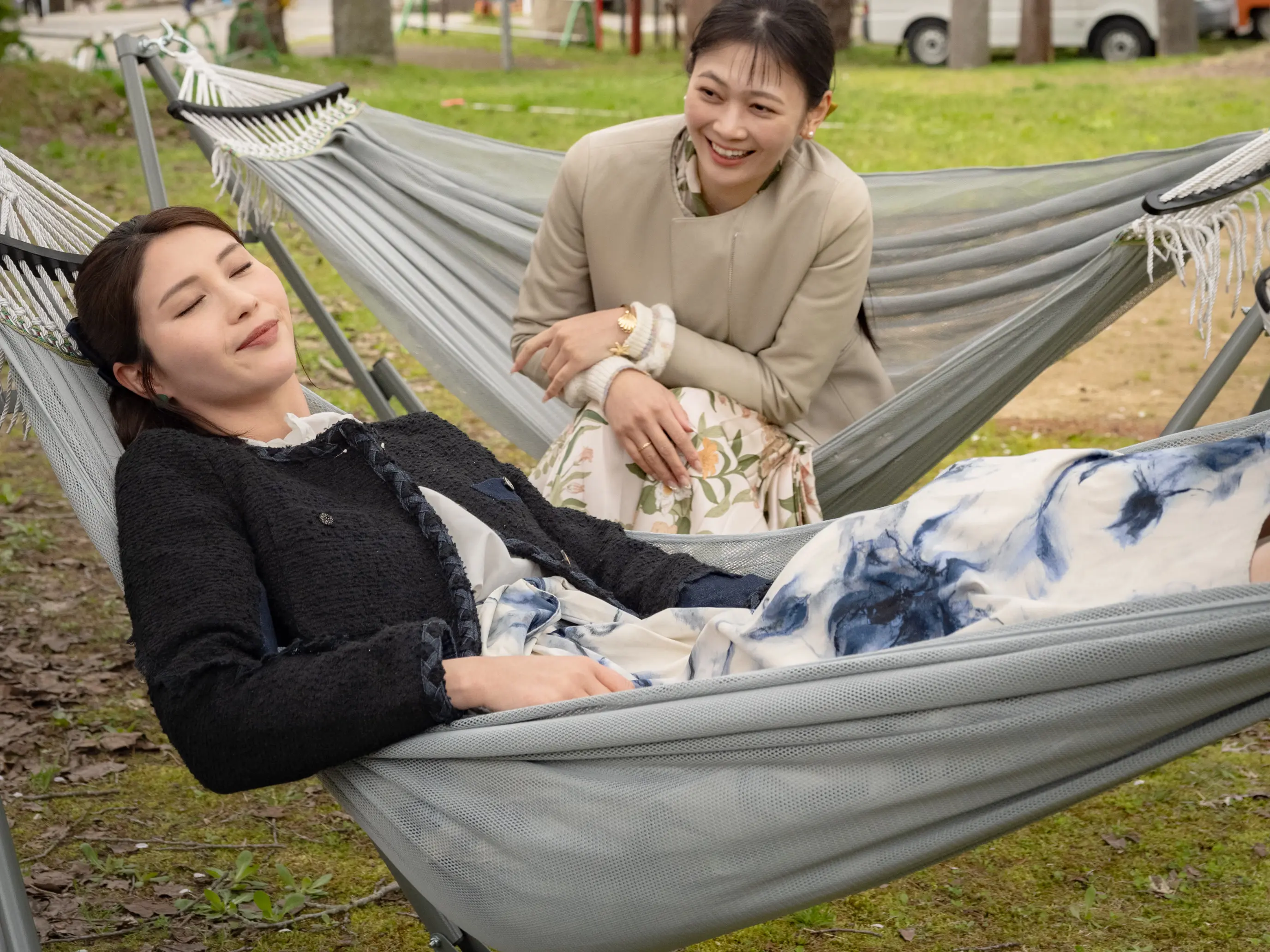 桜並木ハンモック